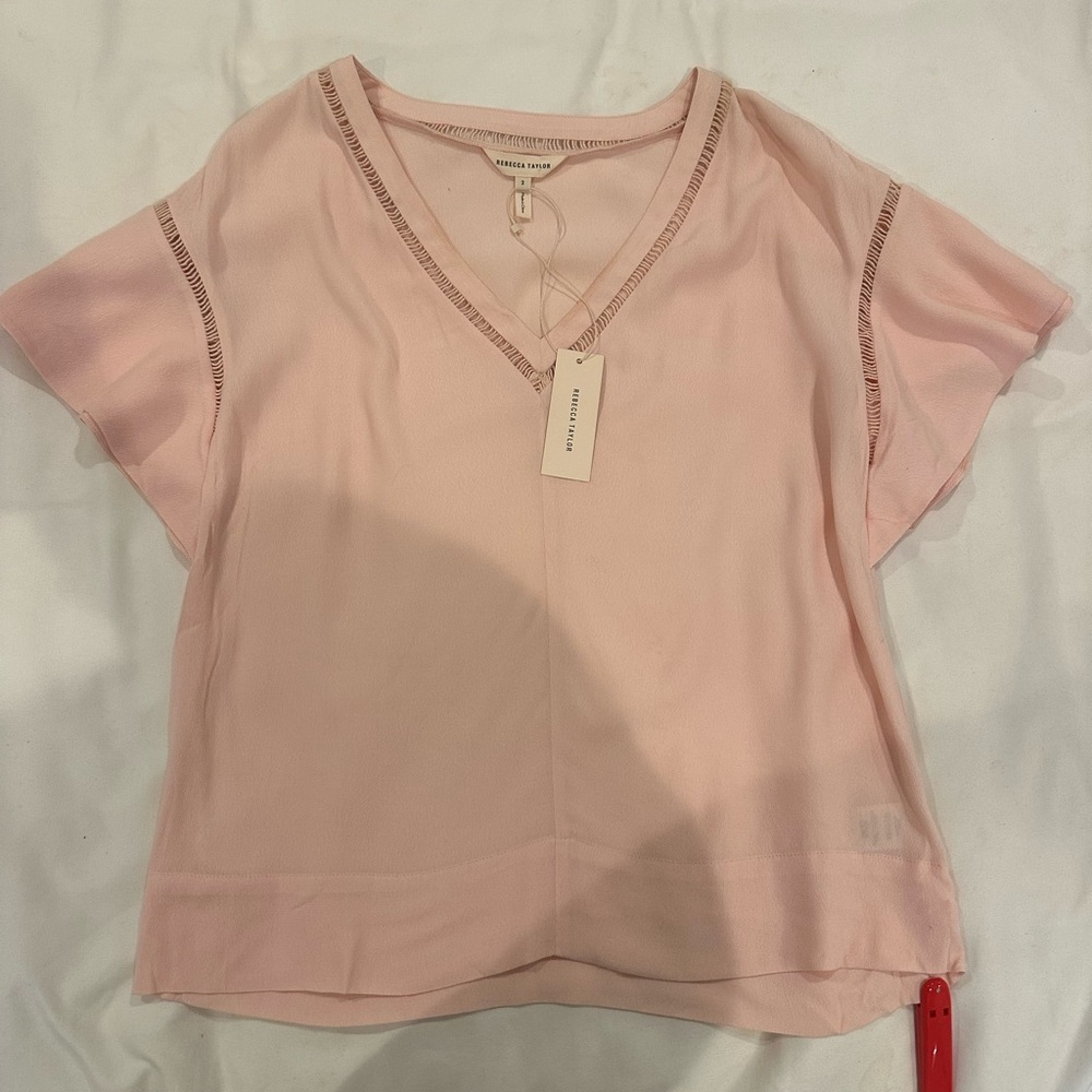 NWT Rebecca Taylor Pink V-Neck Women's Blouse